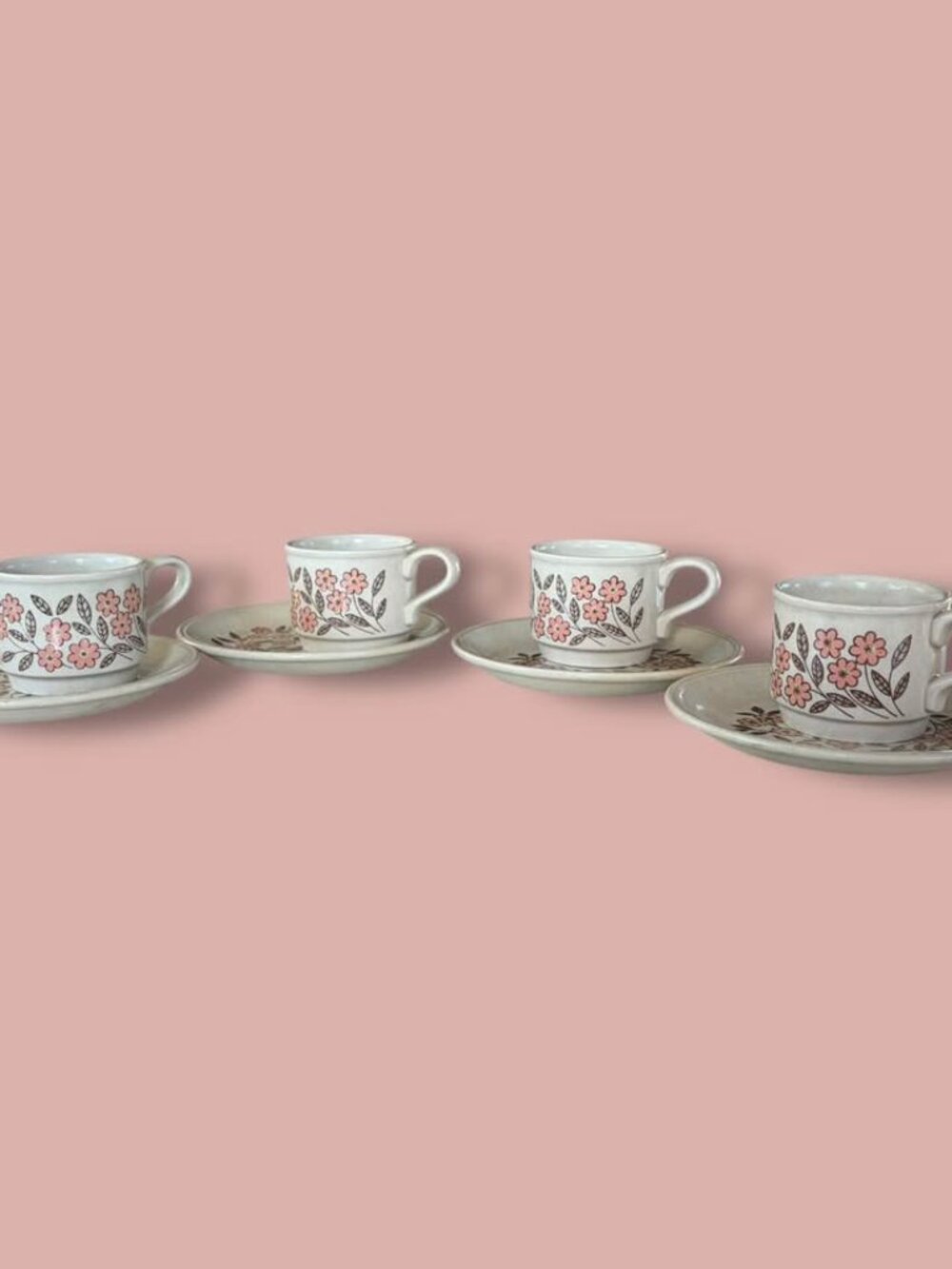Vintage 8 Piece Tea Set Biltons England Pink Flowers